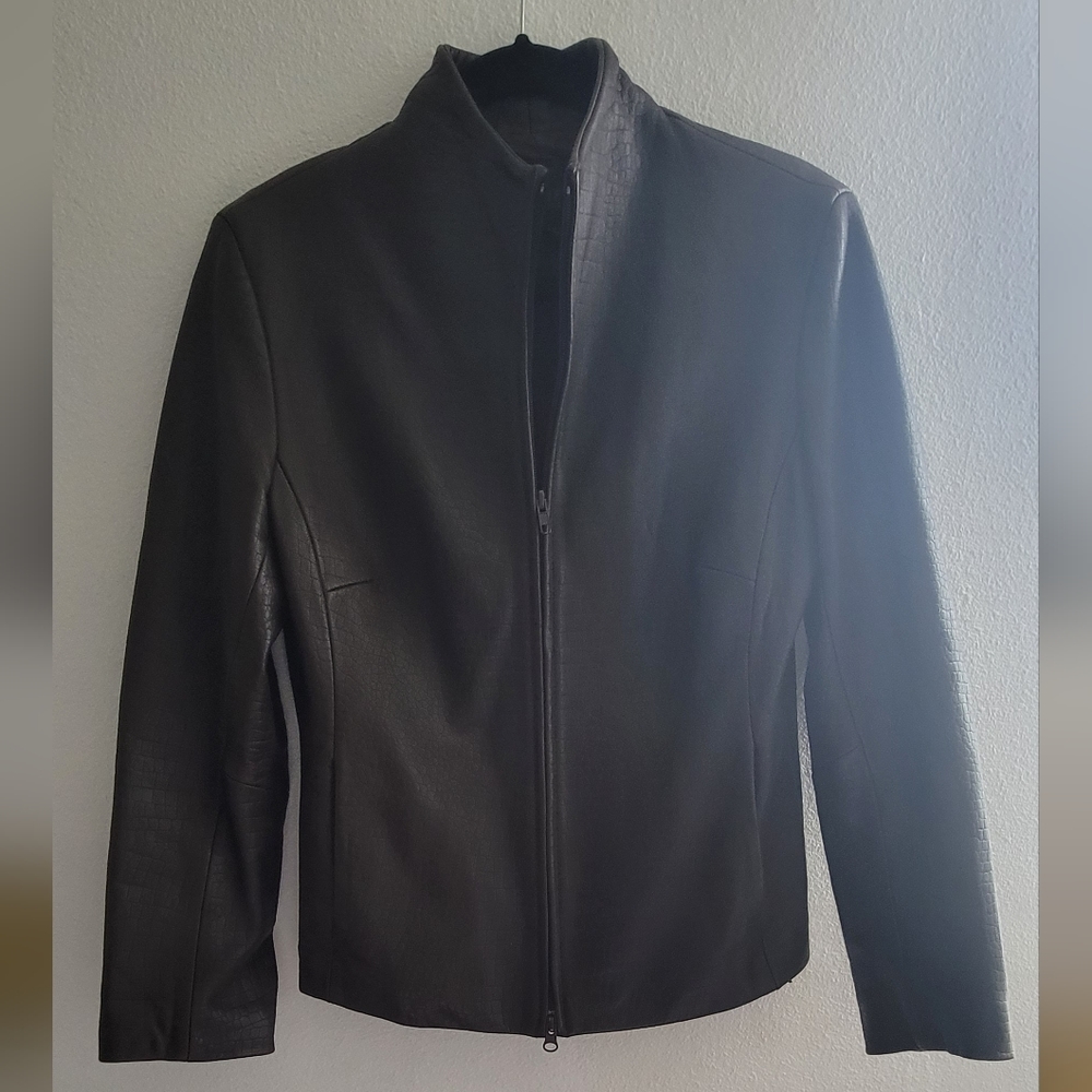 Croc Emboss Leather Jacket